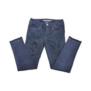 American Eagle Black Distressed Jegging Crop - Size 6 Long